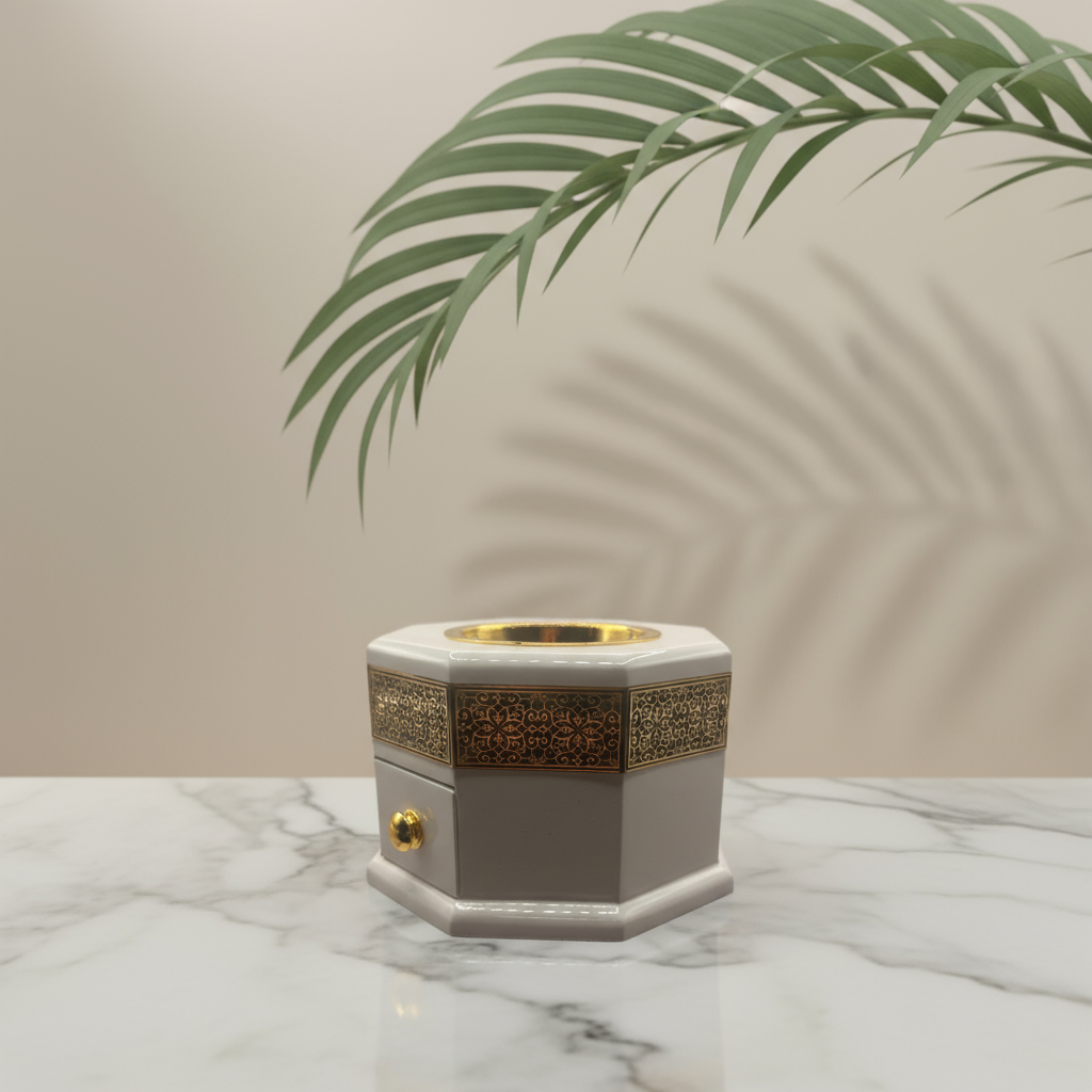 Majestic White & Gold Bakhoor Burner