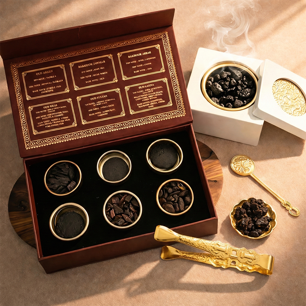 Bakhoor Discovery Box + Noor Al Oud White Burner + Tong